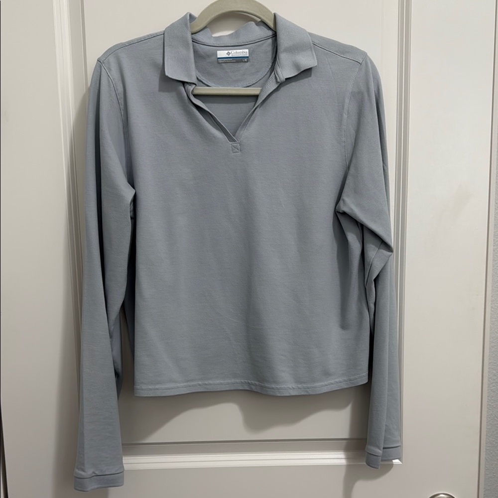 Gray Long Sleeve Polo Shirt